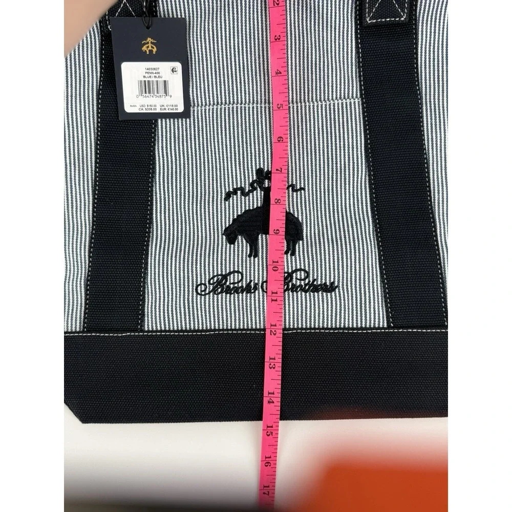 NWT Brooks Brothers Penn Tote Bag Navy Canvas Striped Red Lining Pockets $149